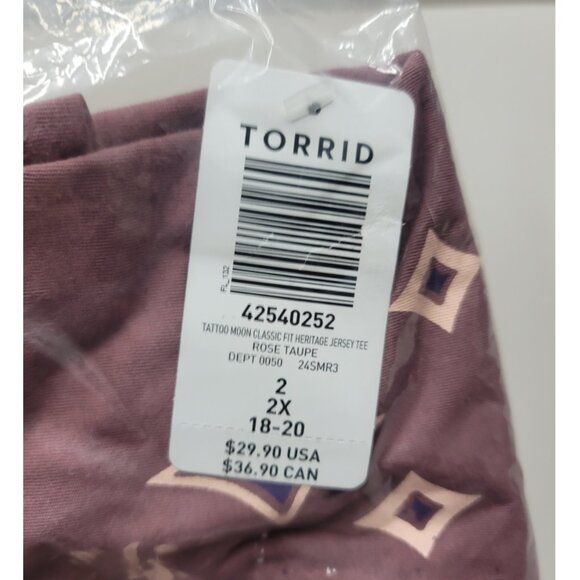 NWT Torrid 2 Tattoo Moon Classic Fit Heritage Jersey Tee 2X 18 20 - Picture 6 of 8